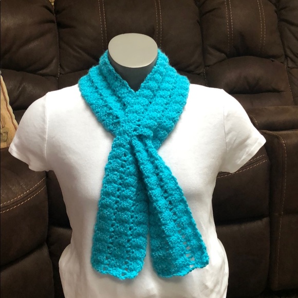 Turquoise neck warmer scarf handmade crochet - Picture 1 of 6